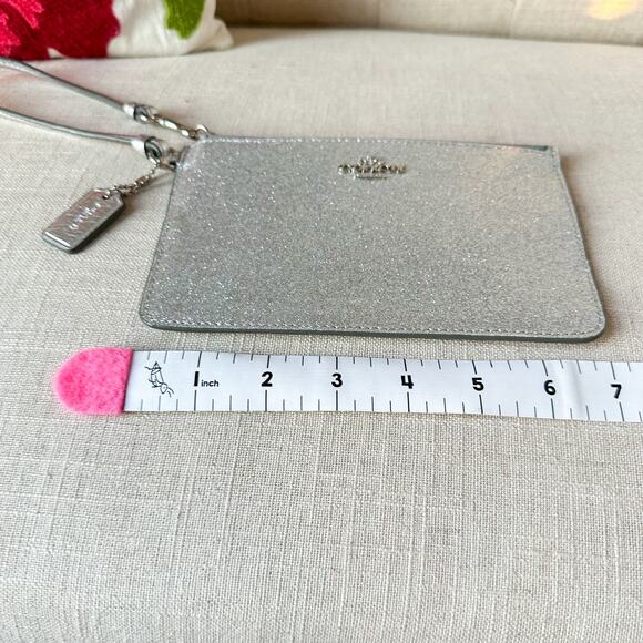 Coach Sparkle Silver Large Wristlet Clutch Wallet - Picture 6 of 8